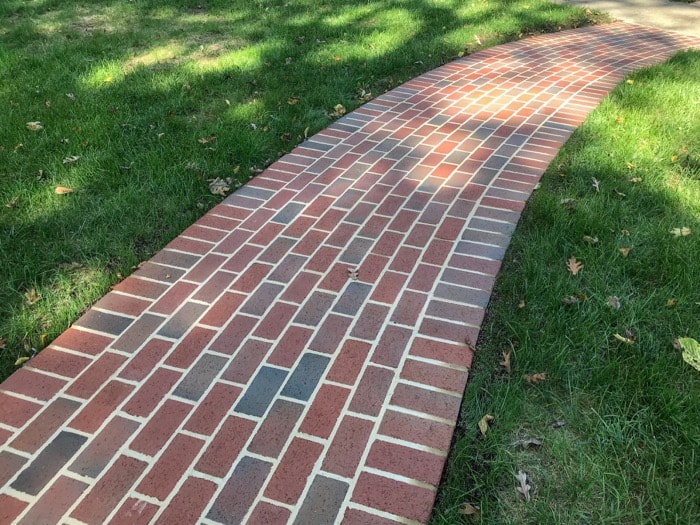 Curved brick walkway