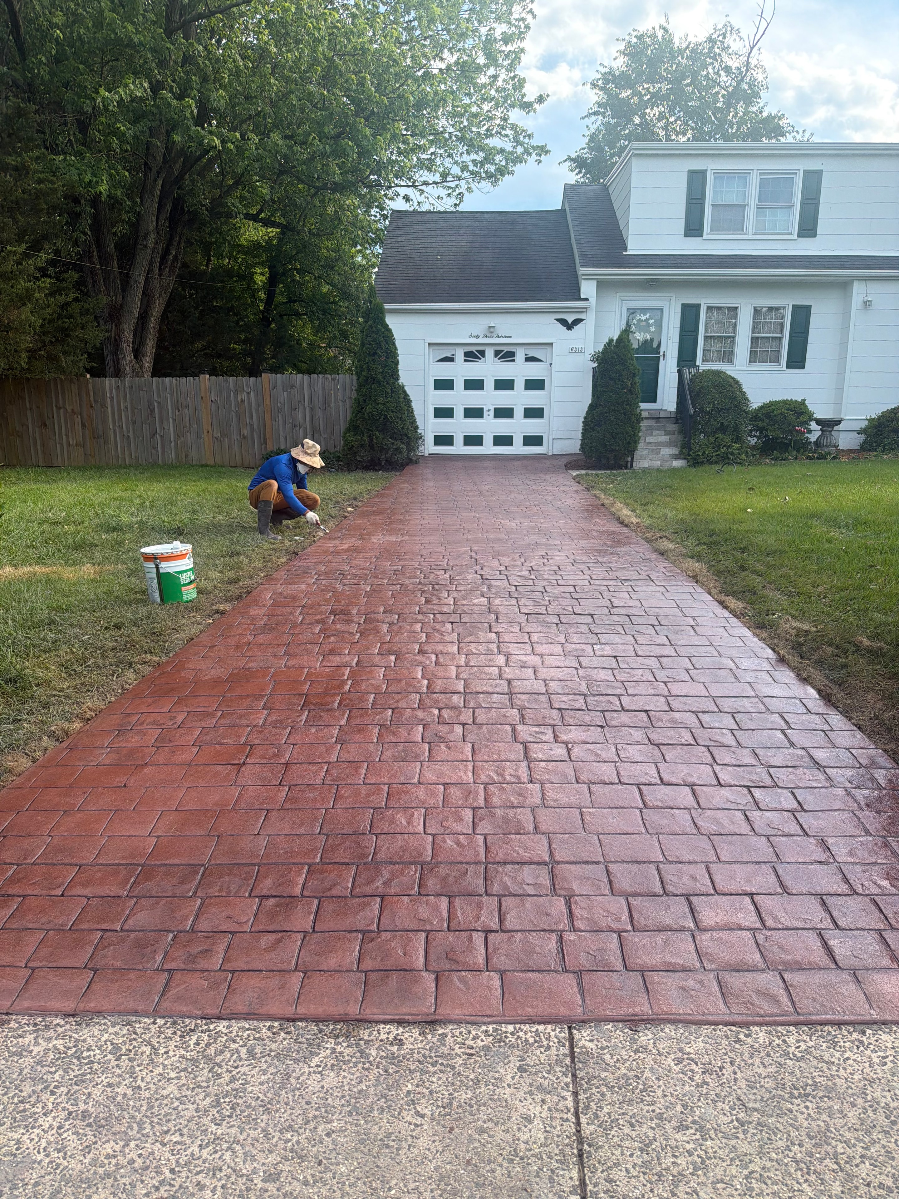 Stamped concrete driveway